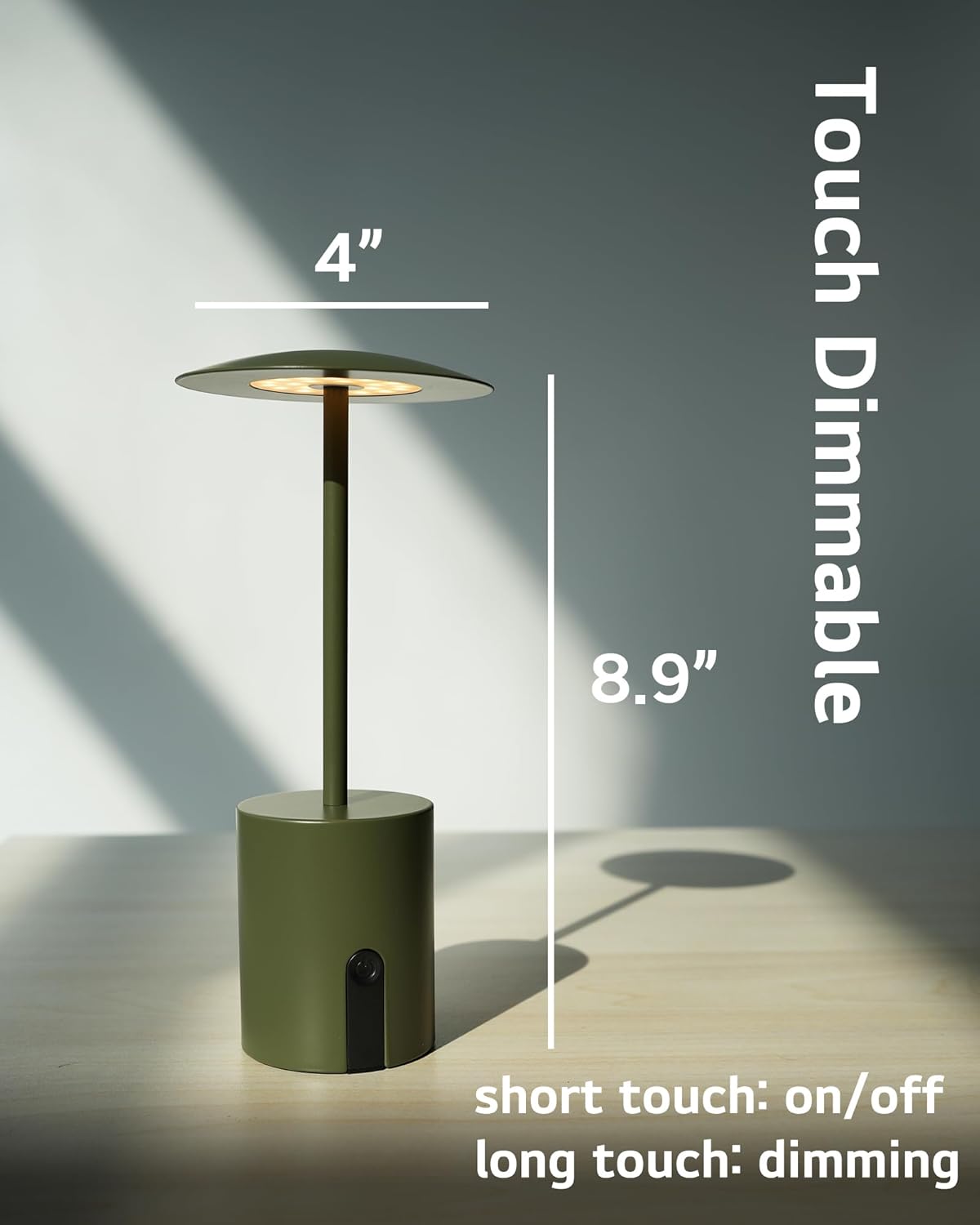 Paquete de 2 mini lámparas inalámbricas de mesa de comedor, recargables, impermeables, regulables al tacto, 2700 K, blanco cálido, batería de 4000