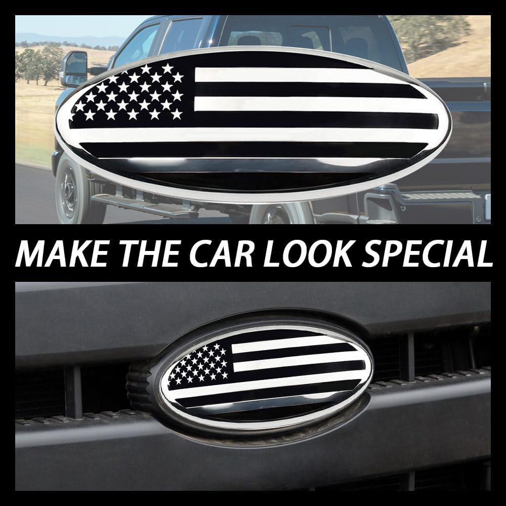 Emblema de coche para parrilla delantera, emblema de bandera estadounidense de 9 pulgadas, emblema de bandera estadounidense para portón trasero