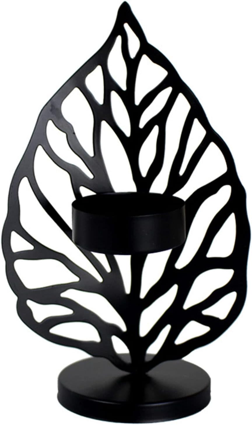 Candelabro nórdico de hierro forjado Candelabro de hoja creativa Ornamento de escritorio Sala de estar Dormitorio Restaurante Metal Candelabro