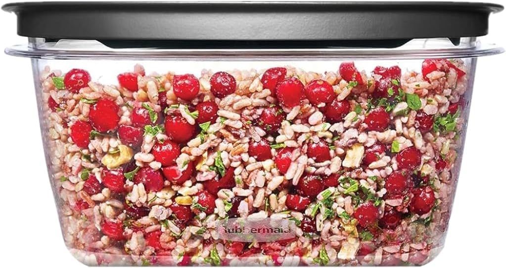 Rubbermaid Premier Flex & Seal Tapas de 14 tazas, juego de almacenamiento de alimentos transparentes para preparación de comidas, juego de 3 piezas