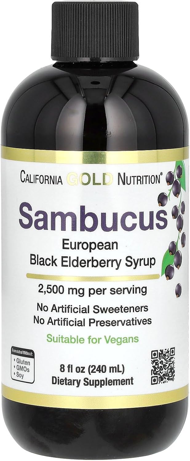 Jarabe de saúco, concentrado de jugo de saúco negro (Sambucus nigra), apoyo inmunológico estacional, sin conservantes ni edulcorantes artificiales,