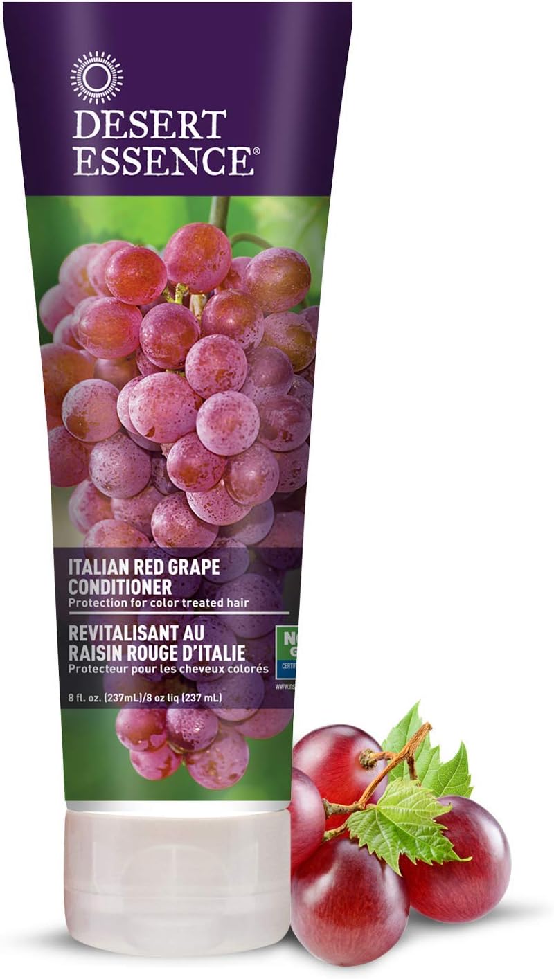 Desert Essence Paquete de champú y acondicionador de uva roja italiana, 8 onzas líquidas, protección para cabello tratado con color, antioxidante,