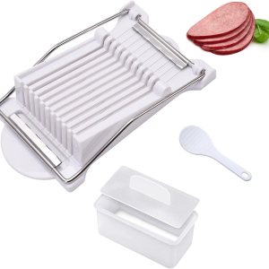 TYUI Kit de rebanador de carne de almuerzo (sin palo), molde de bolas de arroz de sushi, huevos duros, queso, cebolla, almuerzo, carne, hot dog TYUI Kit de rebanador de carne de almuerzo (sin palo), molde de bolas de arroz de sushi, huevos duros, queso, cebolla, almuerzo, carne, hot dog