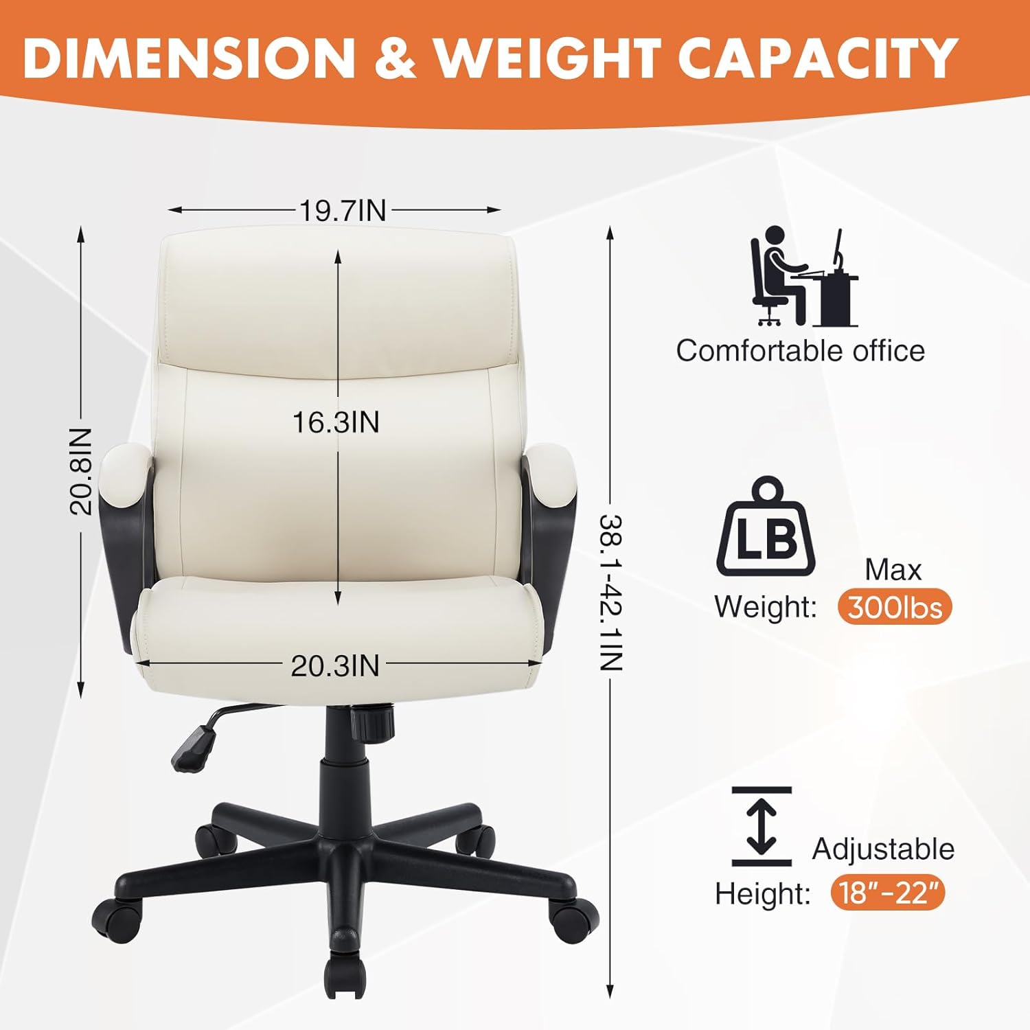 Sweetcrispy Silla de oficina ejecutiva con reposabrazos acolchados de altura ajustable, giro de 360 grados, soporte lumbar, piel sintética, color