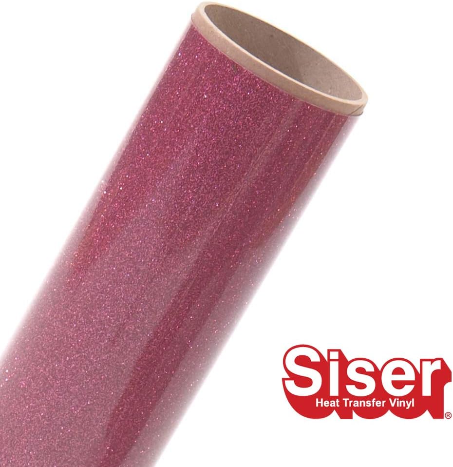 Siser Rollo de vinilo de transferencia de calor con purpurina HTV de 11.8 pulgadas x 5 pies (rubor)