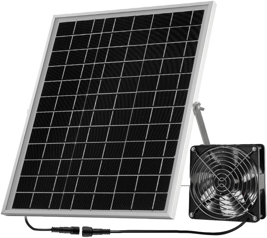 Ventilador solar, panel solar de 15 W + ventilador de CC de alta velocidad con cable de 9.84 pies, ventilación montada en la pared y ventilación de