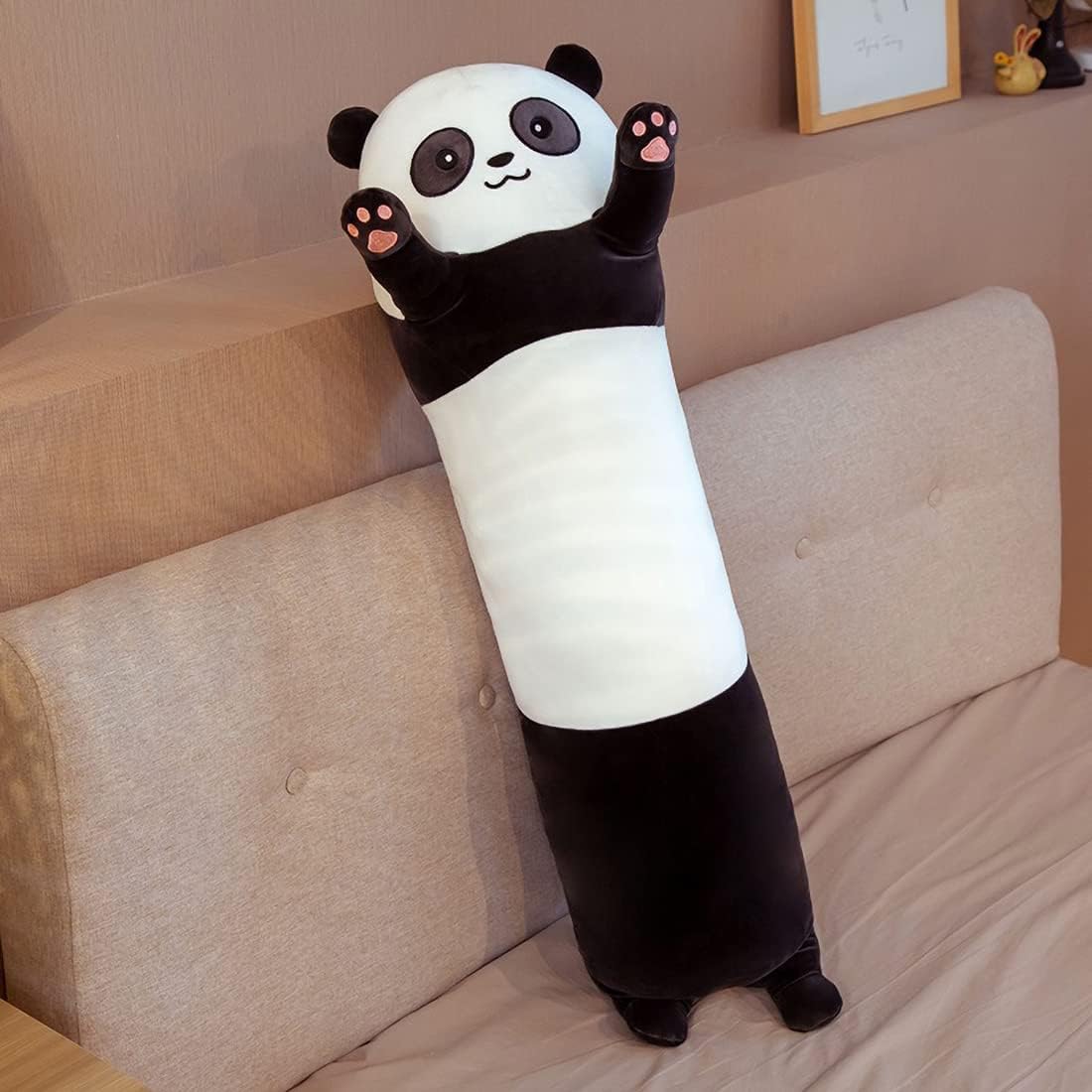 Almohada larga de felpa de panda, suave almohada de cuerpo largo de panda, bonita almohada de peluche de panda para niños, almohada larga de panda
