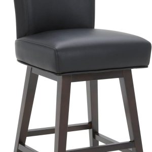 CHITA Moderno taburete giratorio de 26 pulgadas de altura de mostrador, taburete giratorio tapizado de piel sintética, color negro CHITA Moderno taburete giratorio de 26 pulgadas de altura de mostrador, taburete giratorio tapizado de piel sintética, color negro