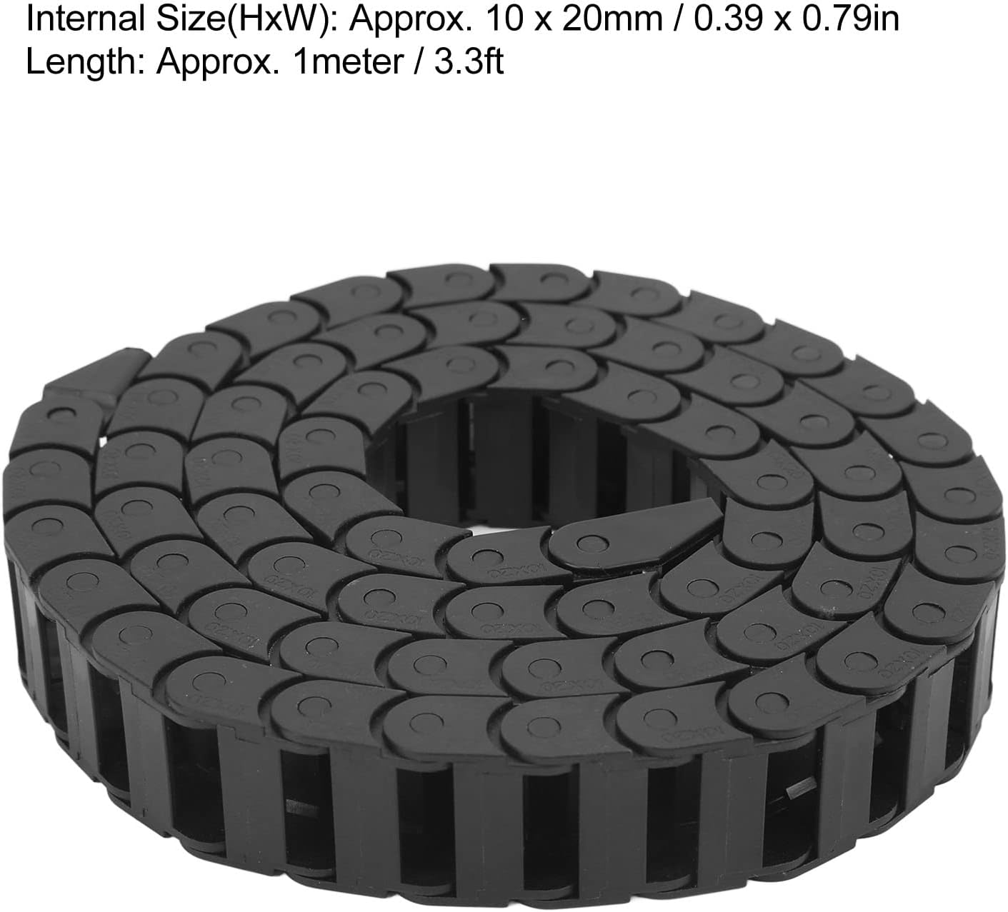 Cadena de arrastre portador Cable de alambre de cadena de plástico para CNC con conector final Tipo puente 3.3 ft largo negro