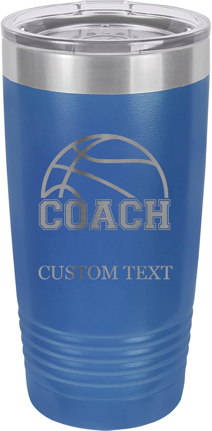 Vaso de acero inoxidable con aislamiento al vacío de 20 onzas personalizado de doble pared grabado con láser, taza de café morada, entrenador de