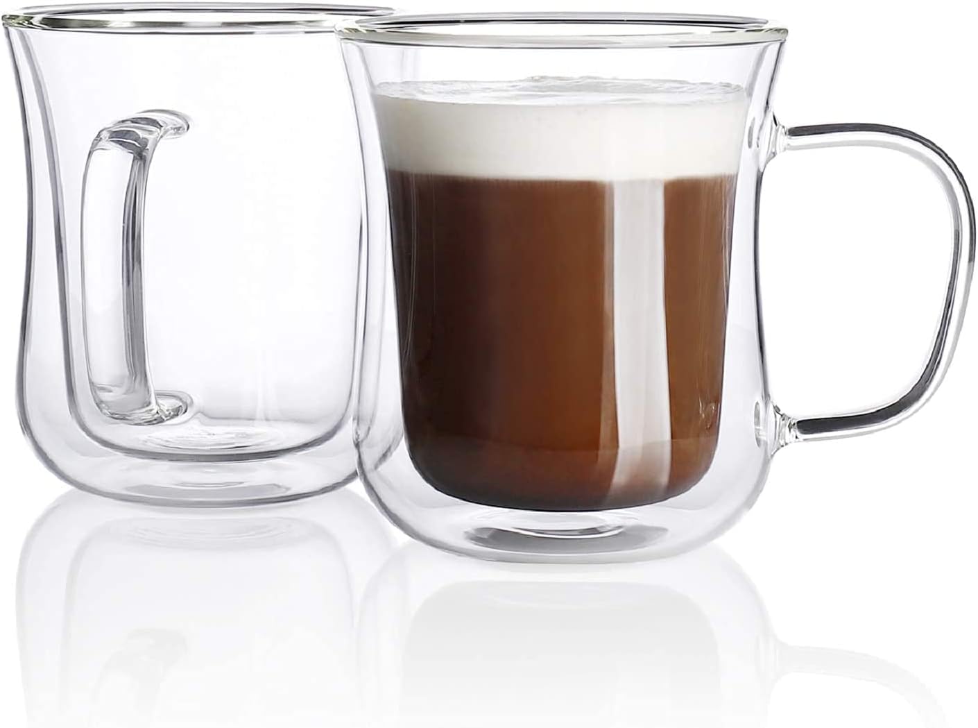 QIJIAHUI Tazas de café de vidrio, capacidad de 8 onzas, 8.5 fl oz, aislamiento de doble pared, lindas tazas de café con leche para niños, café con