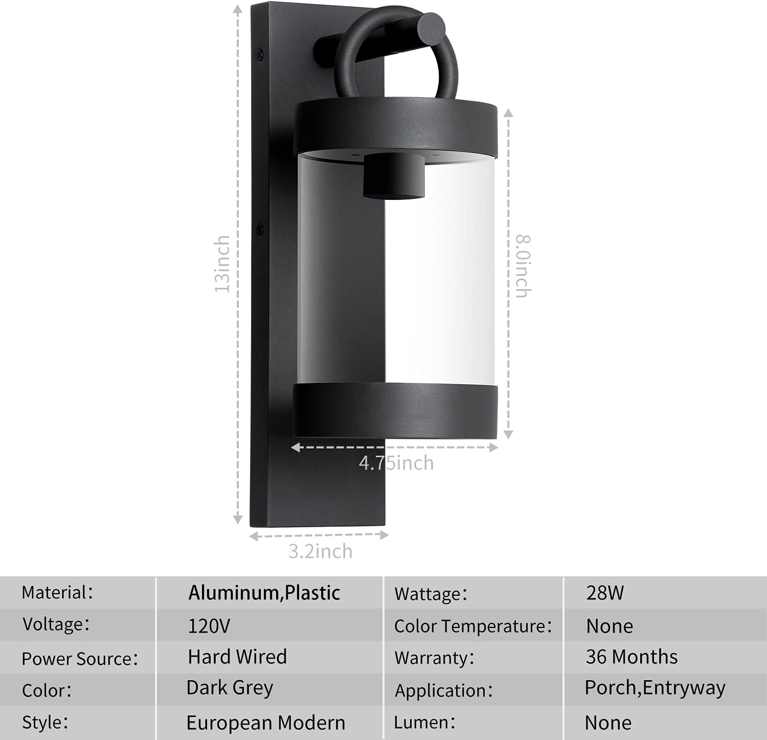 Lámparas de exterior del anochecer al amanecer para casa, E26 moderna luz exterior para porche, impermeable, linterna de montaje en pared para