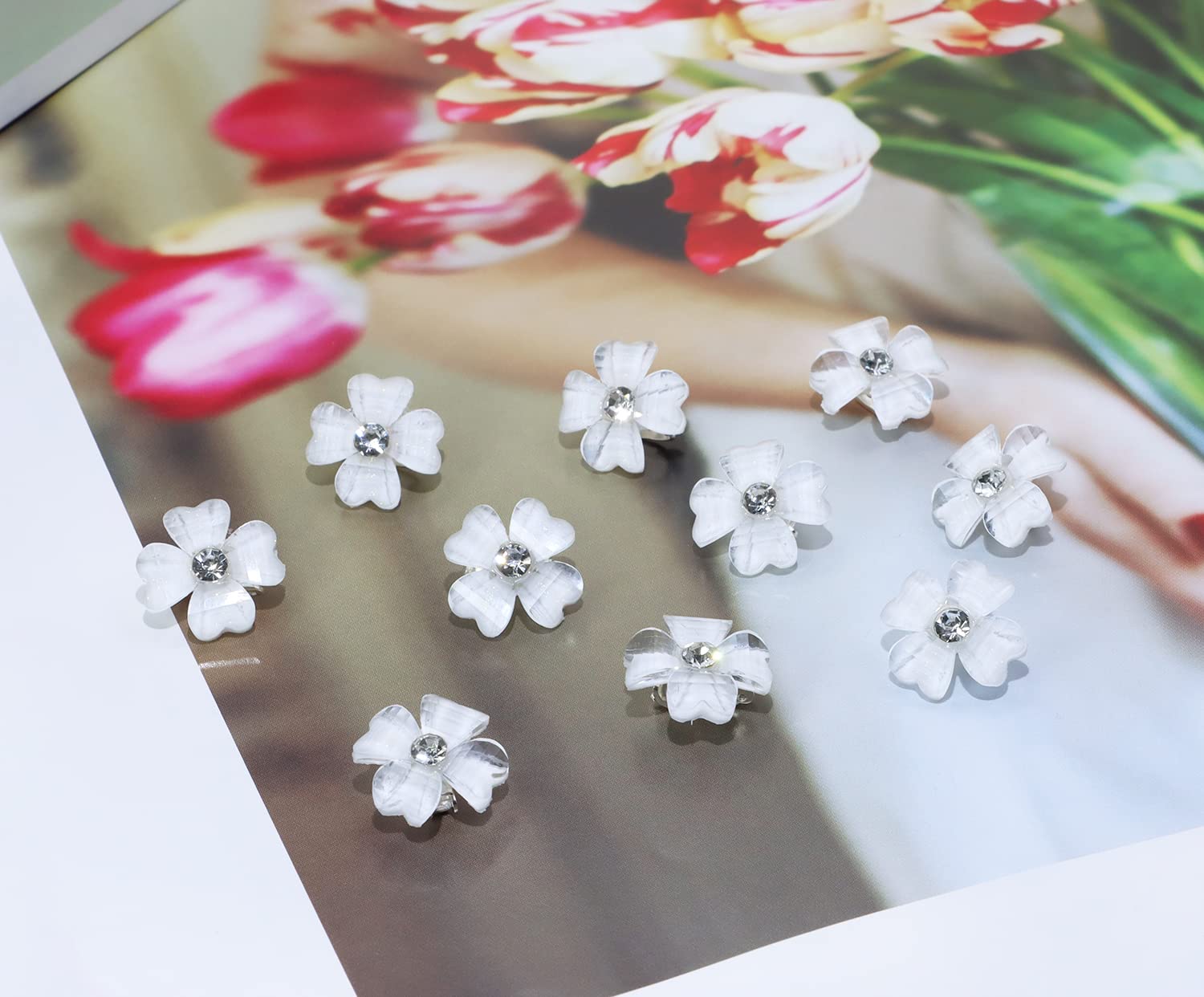 Pinzas pequeñas para el pelo con diseño de flores, diseño de ángel Penta, 12 unidades, bonitas, pequeñas, decorativas, para novia, boda, accesorio