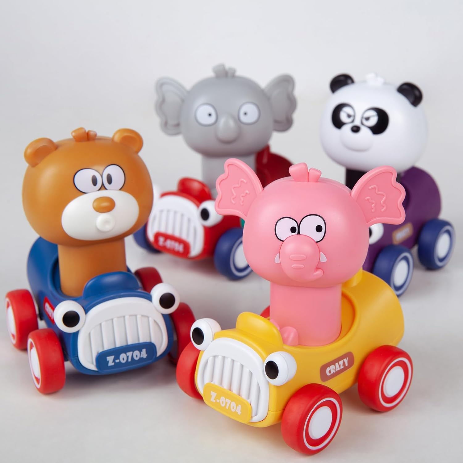 Coches de juguete de animales para niños de 1, 2, 3 años, regalo de cumpleaños para niños pequeños de 1 a 3 años, autos de juguete de tracción hacia