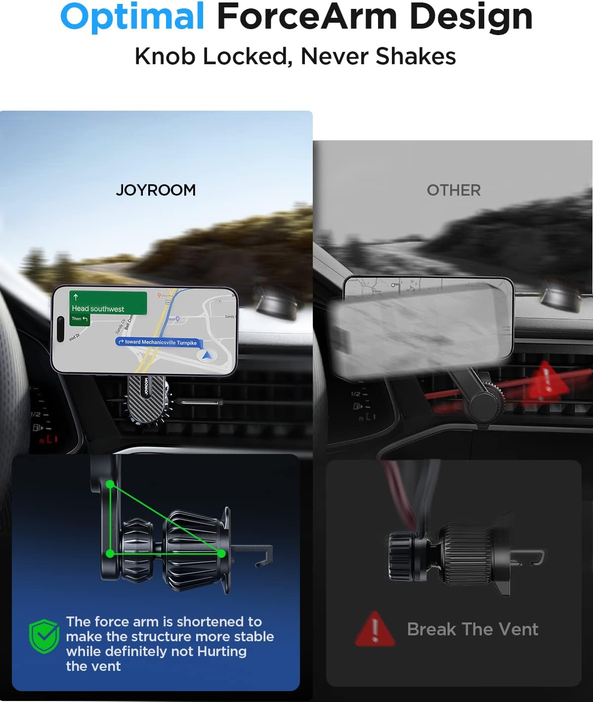 JOYROOM Se adapta al soporte de automóvil MagSafe, 20 imanes fuertes Soporte magnético para teléfono de automóvil, fácil de instalar y nunca bloquea