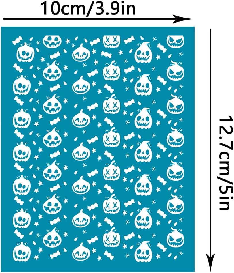 OLYCRAFT Plantillas de arcilla de calabaza de 4 x 5 pulgadas, pantalla de seda para arcilla polimérica, plantillas de serigrafía de caramelo de