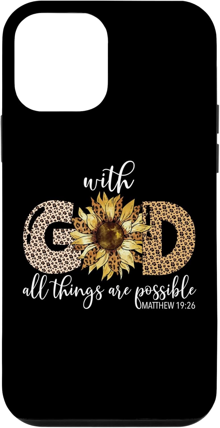 Funda para iPhone 12 mini With God All Things Are Possible Leopard Sunflower Faith