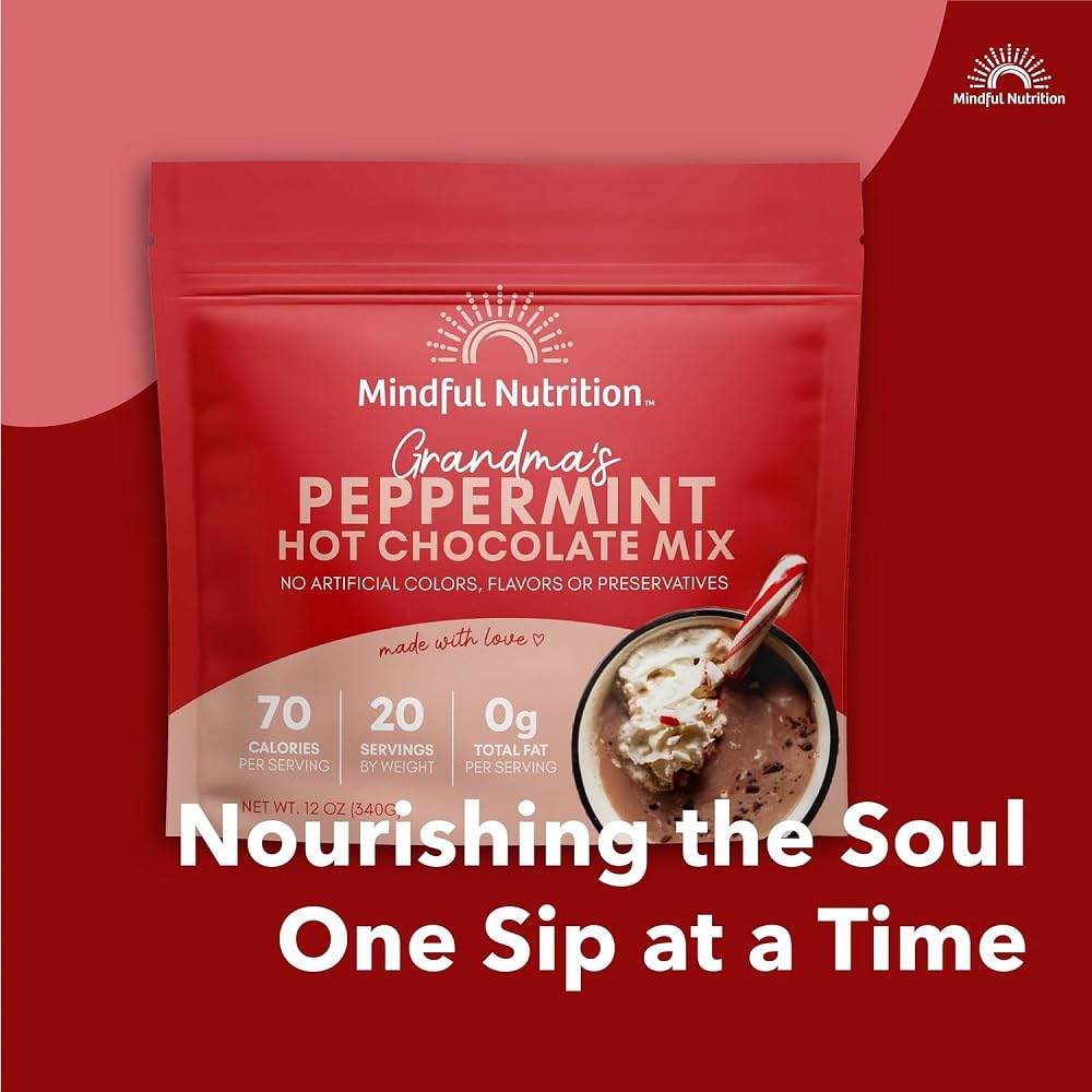 Mindful Nutrition Grandmas Organic Hot Chocolate Mix I Mezcla de cacao caliente sin lácteos, mezcla de chocolate caliente a base de plantas, leche