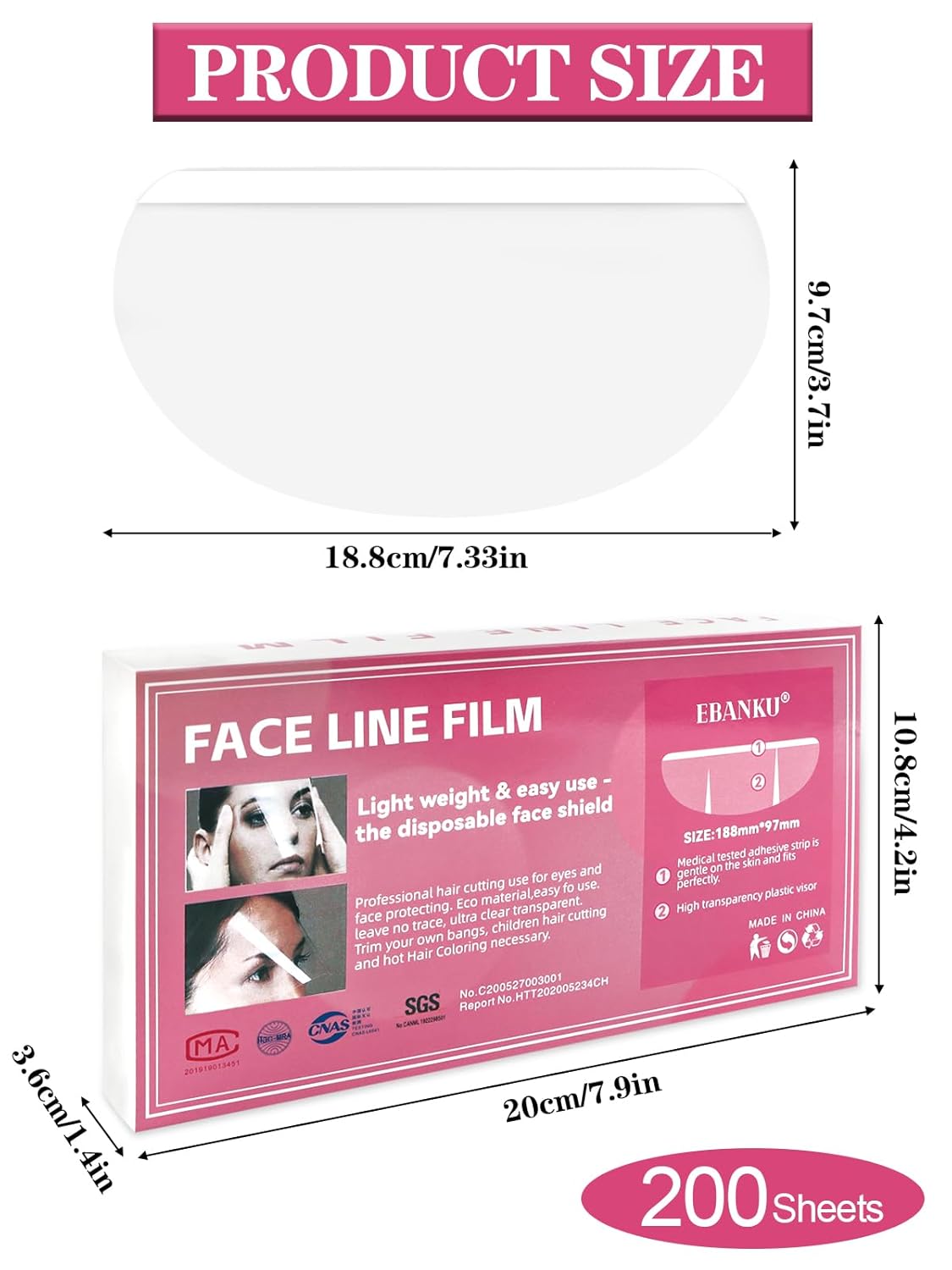 EBANKU 200 protectores de ojos para la cara de la ducha, protector transparente para cejas, gafas de ducha, cubierta facial de baño, para adultos,