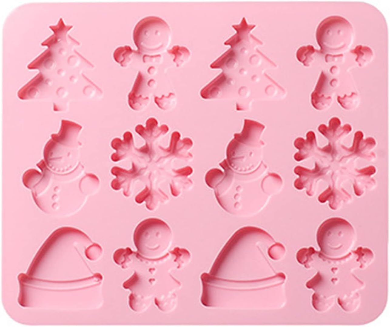 Molde de silicona para chocolate con forma de Navidad, bandejas para hornear galletas de fondant, árboles, caramelo hombre, moldes de chocolate,