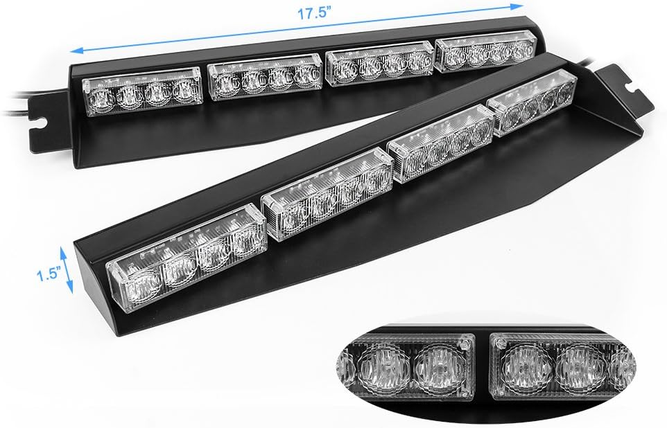 Baliza con visera LED de 32W, luz estroboscópica de emergencia para parabrisas, lámpara de tablero con plataforma con montaje separado, Ambar