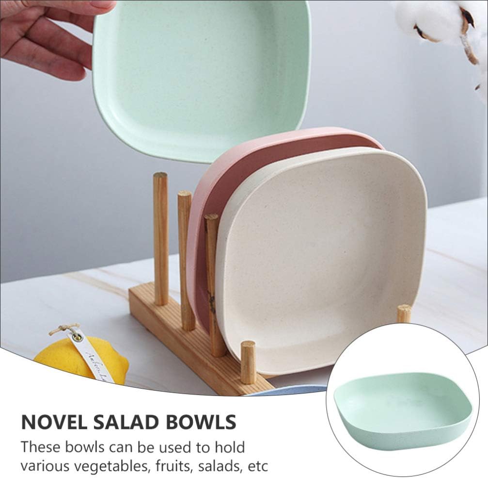 Juego de 4 cuencos cuadrados para cereales, cuencos pequeños de plástico para cocina, cuencos poco profundos de 6 pulgadas para sopa, ensalada,