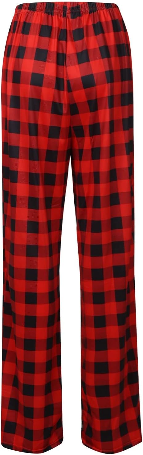 YUTANRAL Pantalones para mujer 2024, de cintura alta, de pierna ancha, pantalones de pijama cómodos con bolsillos