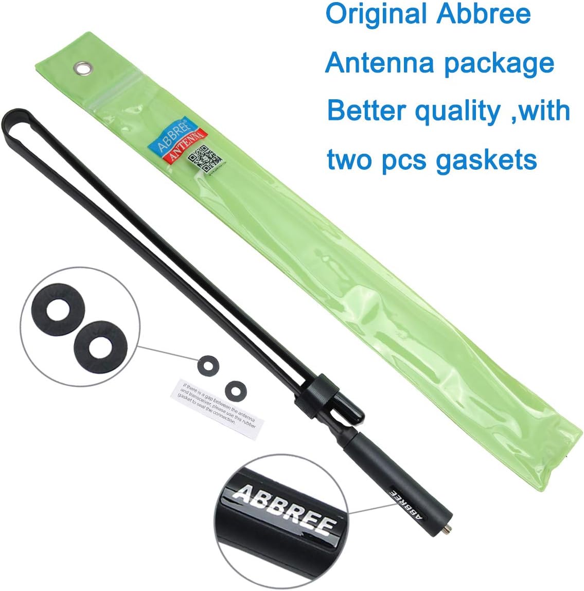 Abbree SMA – Antena de banda dual hembra VHFUHF 144430 MHz antena de látigo suave de alta ganancia para radio bidireccional Baofeng UV-5R UV-82.