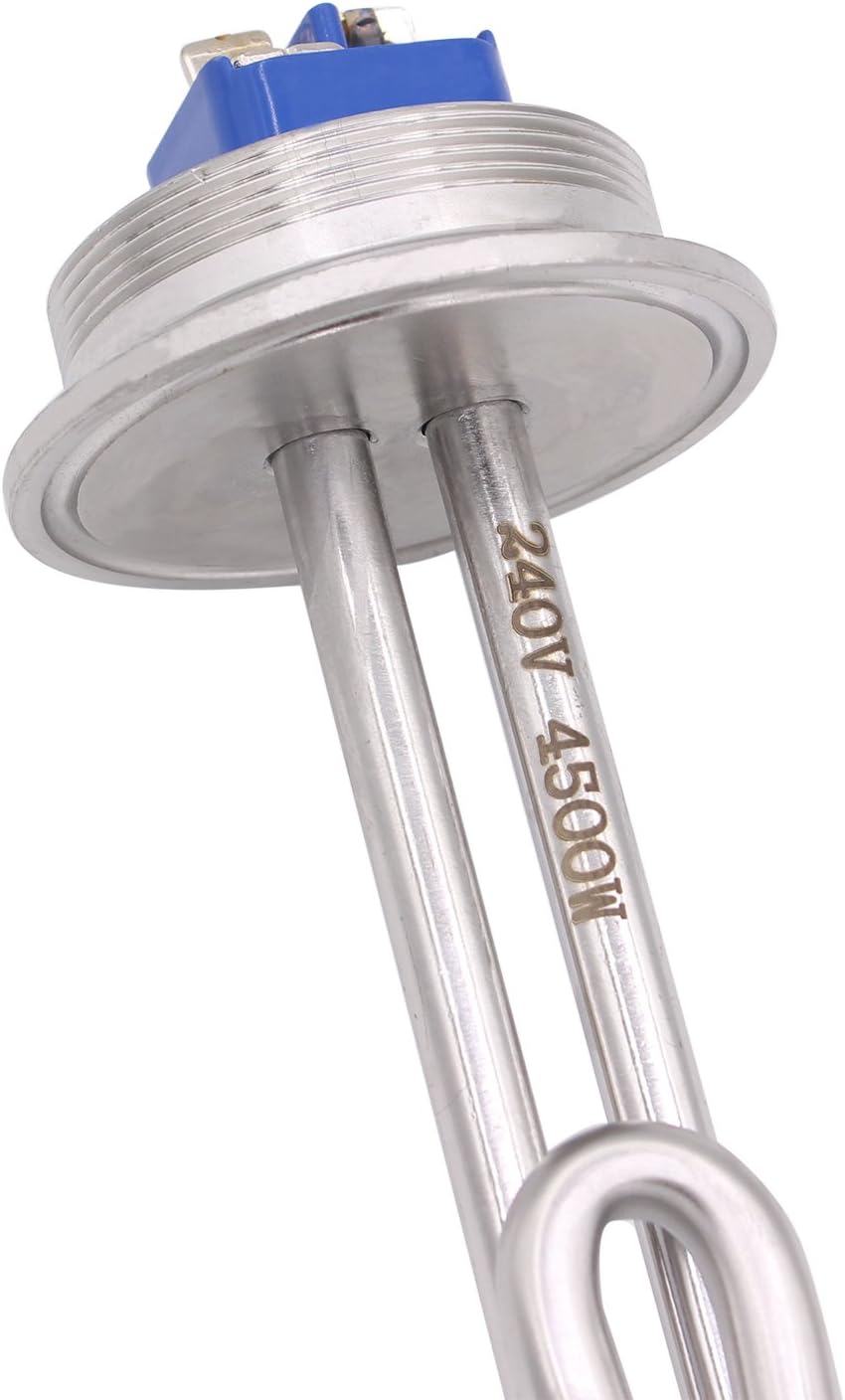 DERNORD Calentador de agua eléctrico de 2 pulgadas (OD64) Tri-clamp 240V 4500W Foldback Elemento de calefacción con baja densidad de vatios
