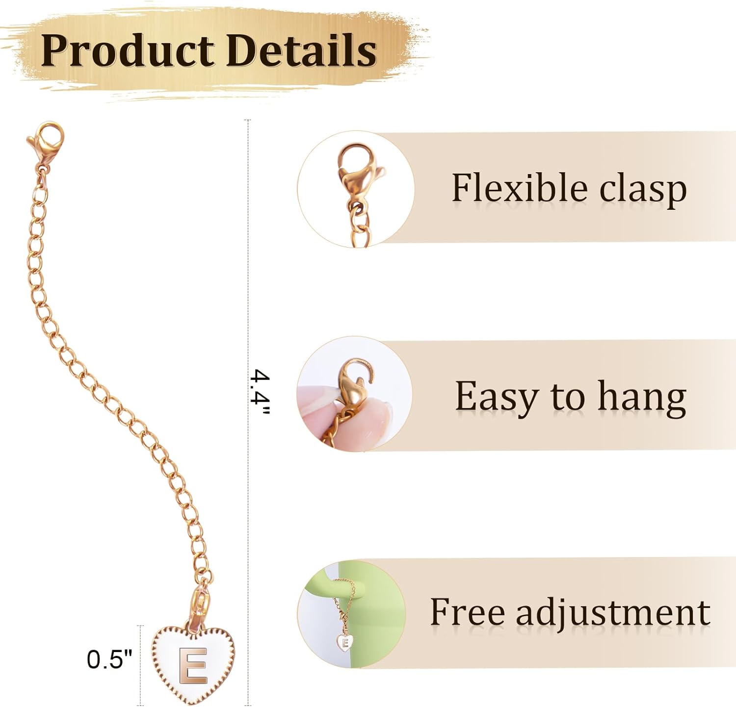 2PCS Letter Charms Accessories for Stanley Cup with Handle, Heart-shaped Personalized Name ID Letter Charm for Stanley Tumbler