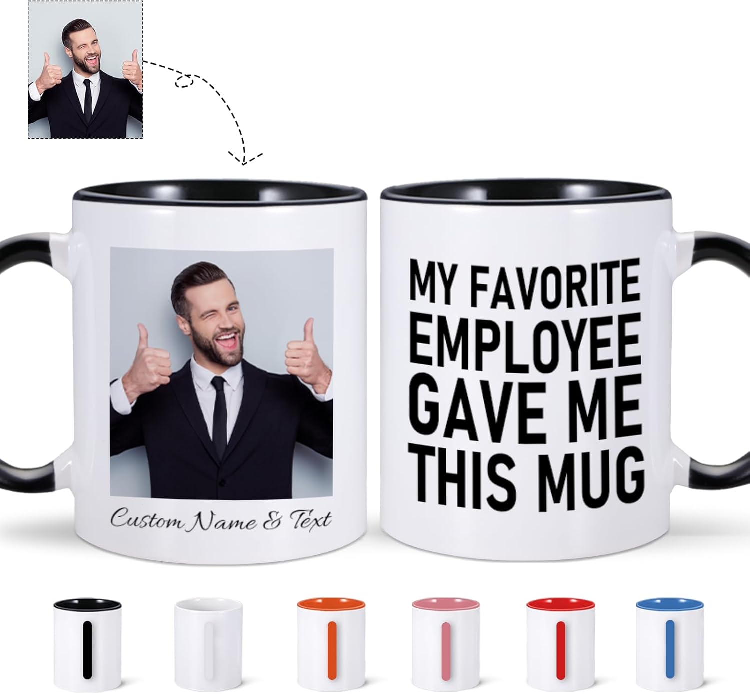 Employee Gave Me This – Taza de café personalizada con texto fotográfico, divertida taza de café de jefe para mujeres y hombres, regalos
