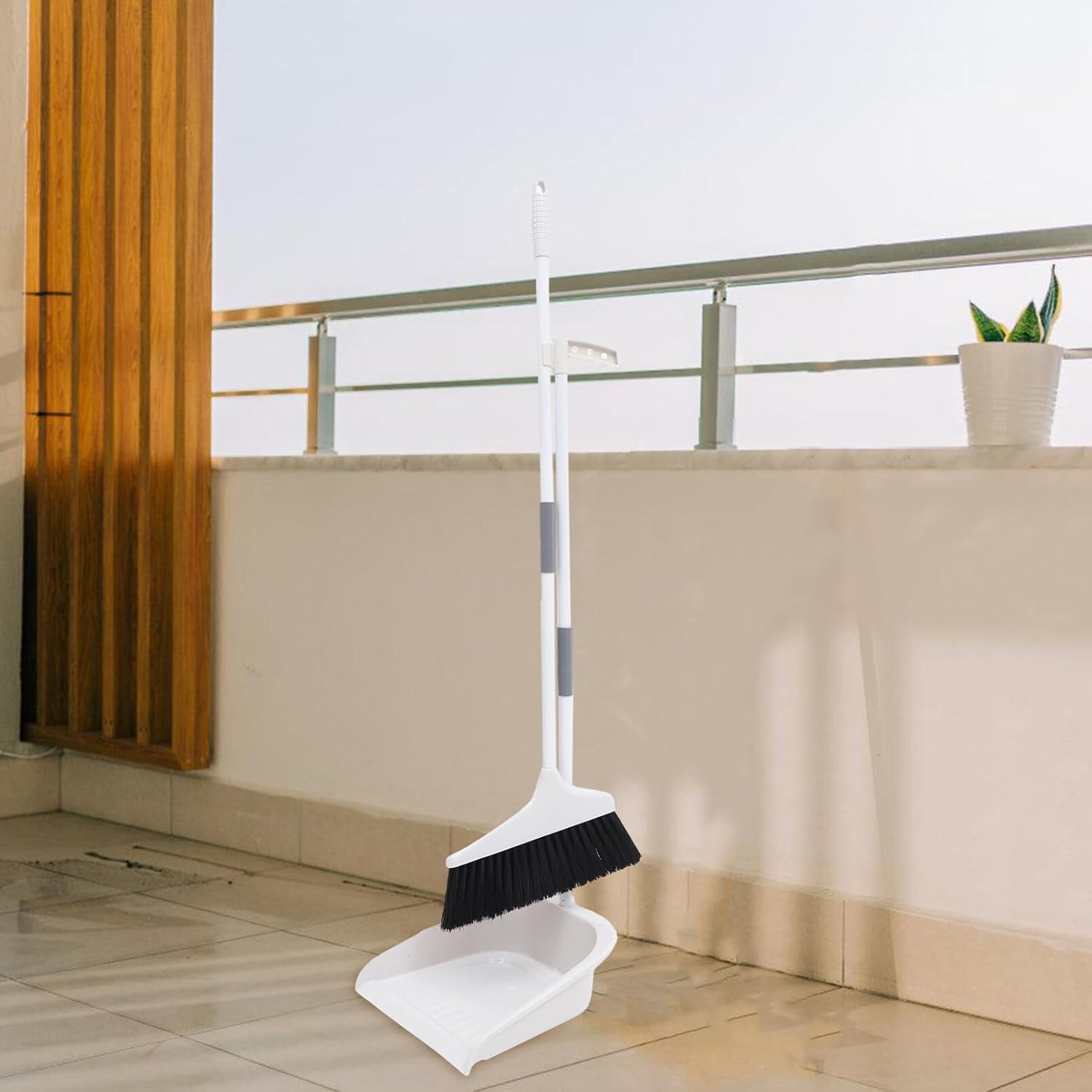1 juego de recogedor de escoba con mango vertical recogedor kit de limpieza de baño, kit de recogedor de mango largo, recogedor de polvo de mango