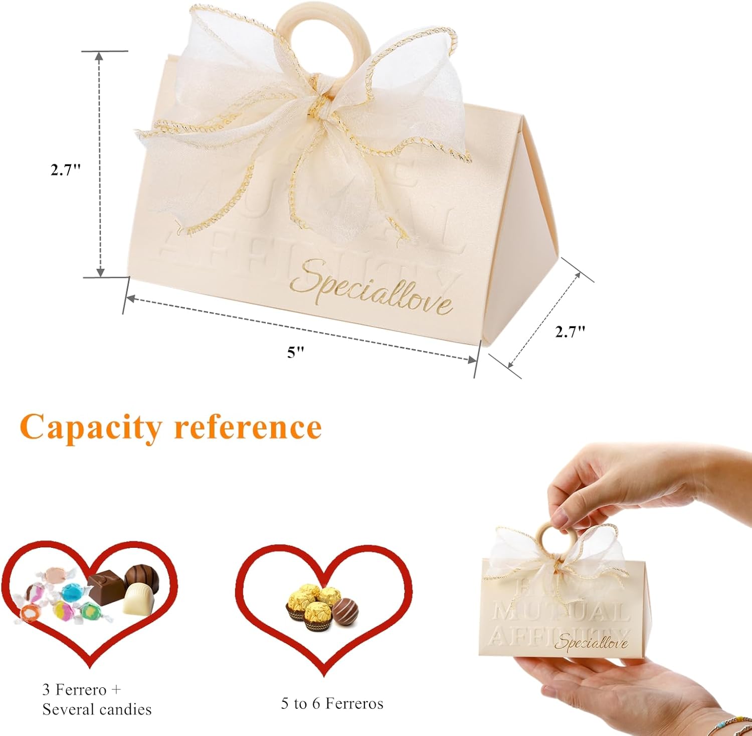 Yopay Paquete de 30 cajas de regalo de boda, pequeñas cajas de regalo para invitados con asa, elegantes cajas de dulces de chocolate blancas con