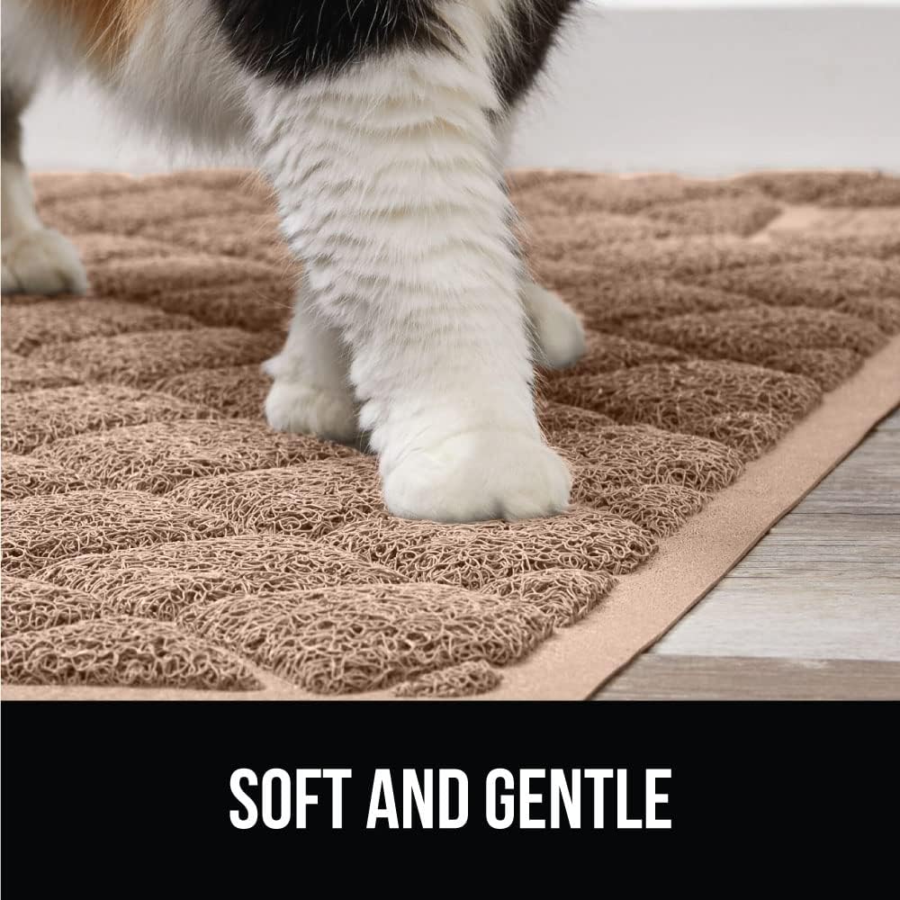 Gorilla Grip – Tapete grueso para arena de gato, 30 x 20, menos residuos, atrapa suciedad, se mantiene en su sitio, suave para patas, limpieza