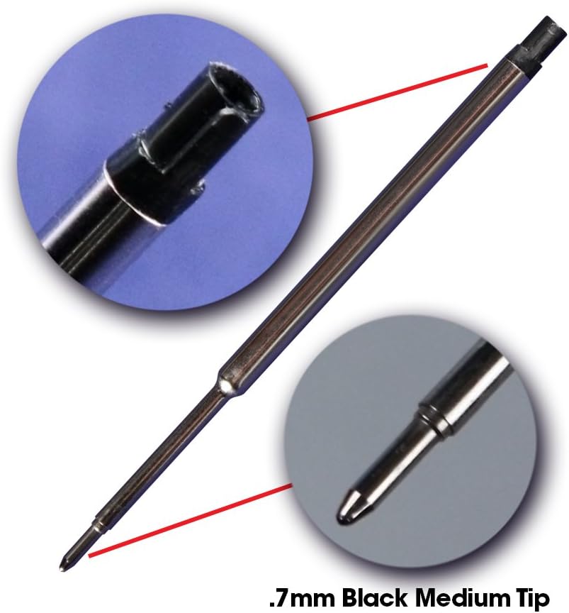 Jaymo Repuesto para Waterman 834254 – Medidas 4.4 pulgadas  4.409 in de largo – Recambio de bolígrafo – 6 negro