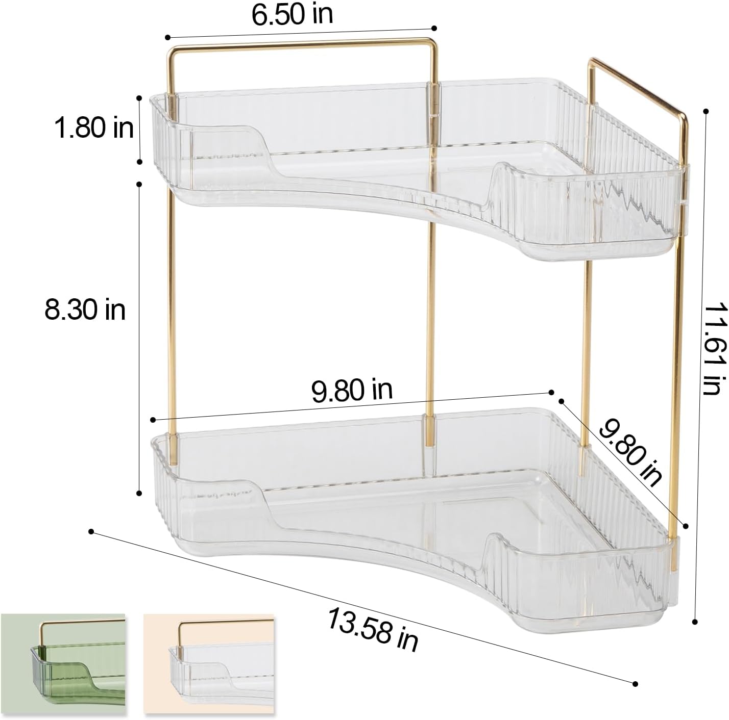 GTI Organizador de mostrador de baño de 2 niveles, organizador de baño multifunción para encimera, organizador de maquillaje para bandeja de