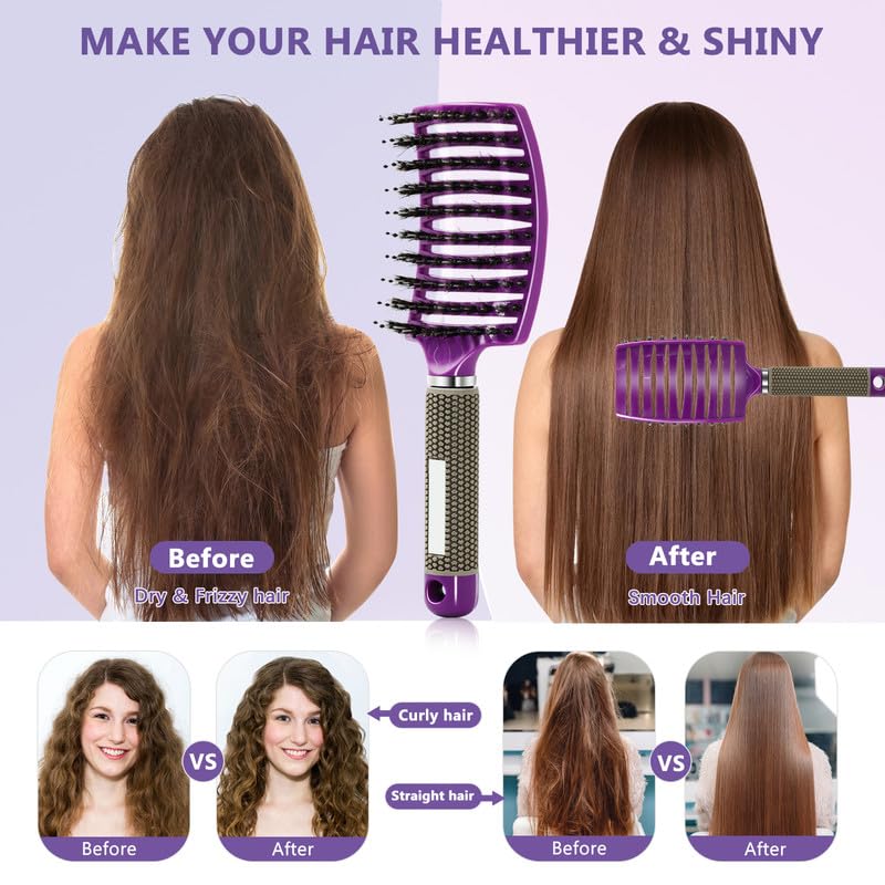 Juego de 11 cepillos de pelo para mujeres y hombres, cepillo desenredante para cabello natural negro, cepillo de cabello rizado con botella de spray