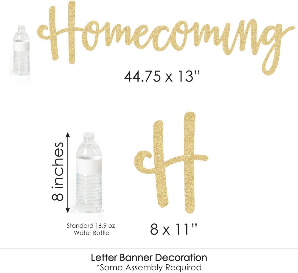 Big Dot of Happiness Hoco Dance – Decoración de pancarta de regreso a casa, 36 recortes de pancartas y letras de pancarta de regreso a casa con
