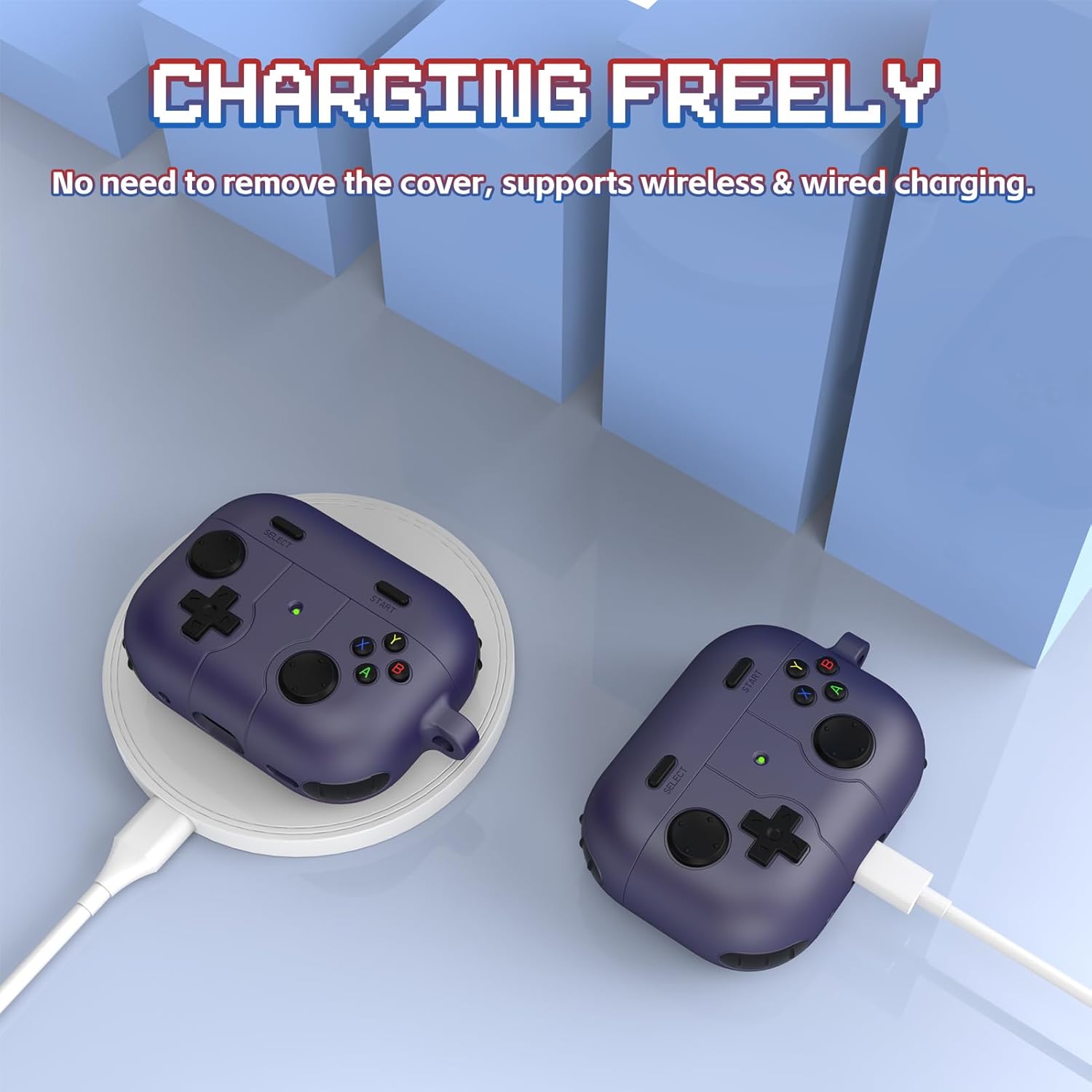Lopnord Funda para Airpods 3, diseño de consola de videojuegos para Airpods de tercera generación con accesorios para llavero, funda de silicona