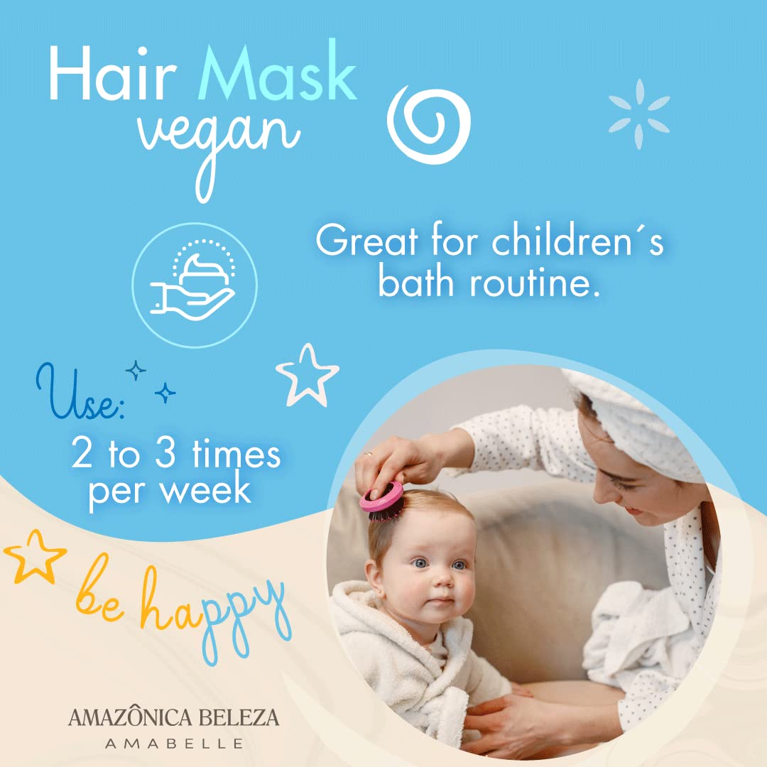 AMAZÓNICA BELEZA AMABELLE Mascarilla para el cabello Jolly Kids  Vegana  Hidrata y nutre  Para todo tipo de cabello, rizado, lacio, promueve un