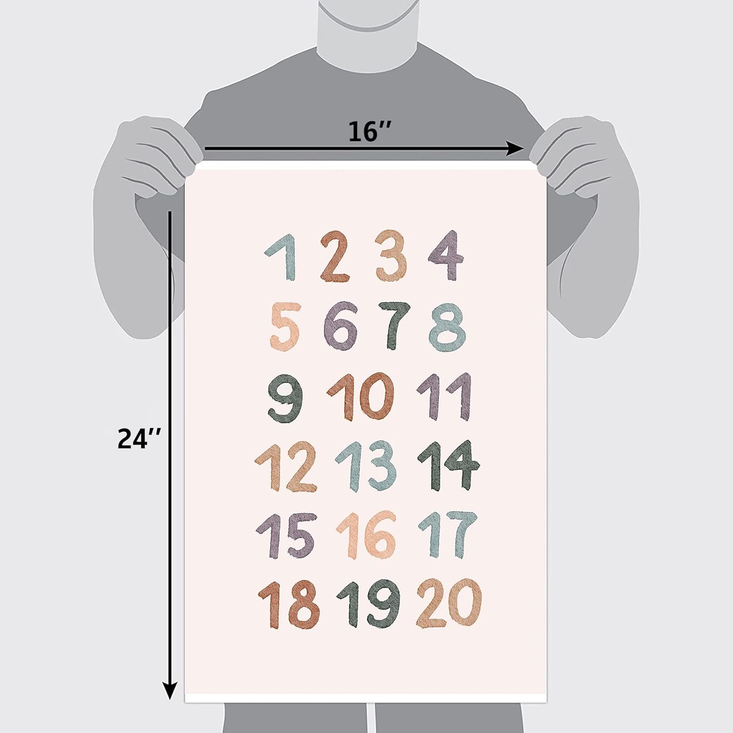 Póster de números Abc para niños pequeños, ganchos magnéticos para pósteres, lienzo enmarcado de madera, 2 juegos de 16 x 24 pulgadas, alfabeto para