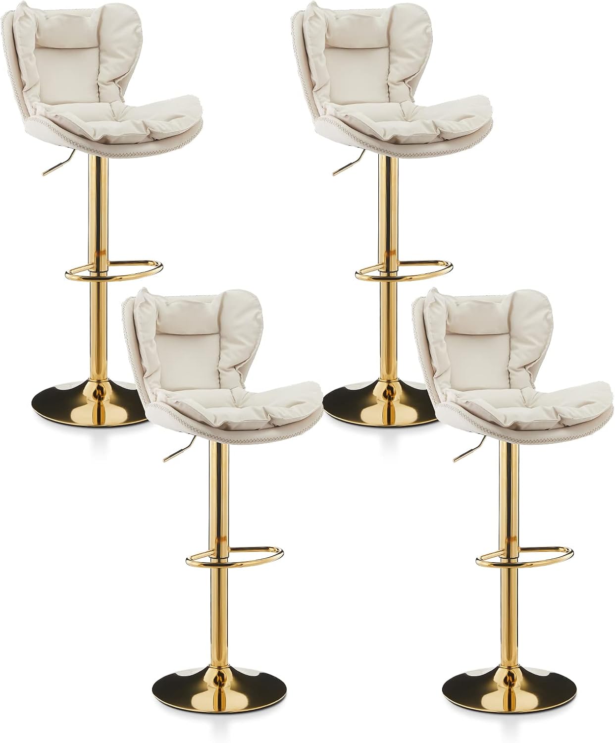 TUKAILAi Taburetes de bar de piel sintética con cojín de asiento tapizado de doble capa, taburetes de bar giratorios de 360, sillas de bar modernas