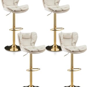 TUKAILAi Taburetes de bar de piel sintética con cojín de asiento tapizado de doble capa, taburetes de bar giratorios de 360, sillas de bar modernas TUKAILAi Taburetes de bar de piel sintética con cojín de asiento tapizado de doble capa, taburetes de bar giratorios de 360, sillas de bar modernas