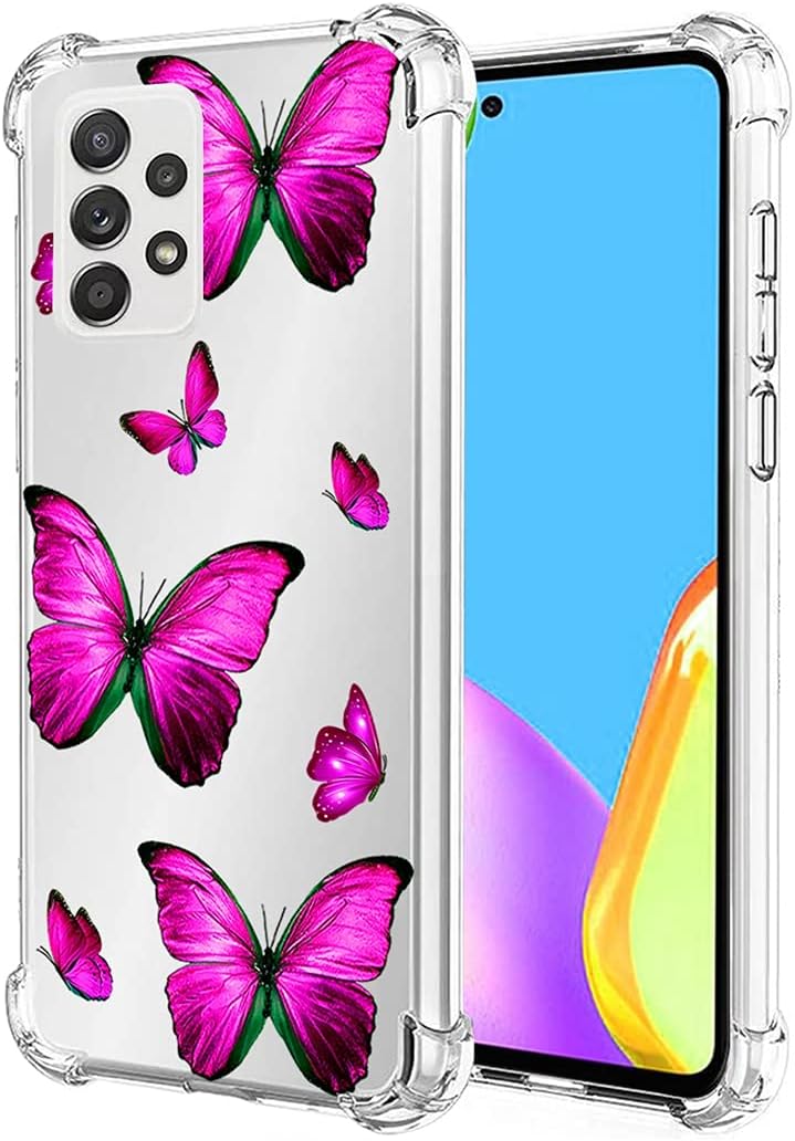 Yerebel Funda para Galaxy A52 5GGalaxy A52 4G, Samsung A52 5G Linda funda, transparente y flexible parachoques TPU funda de silicona suave de goma