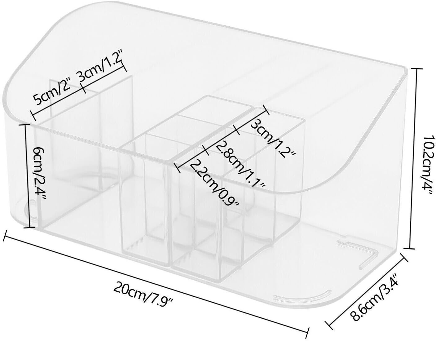 Organizador de maquillaje transparente, caja organizadora de maquillaje, contenedores de almacenamiento de cosméticos, organizador de encimera para