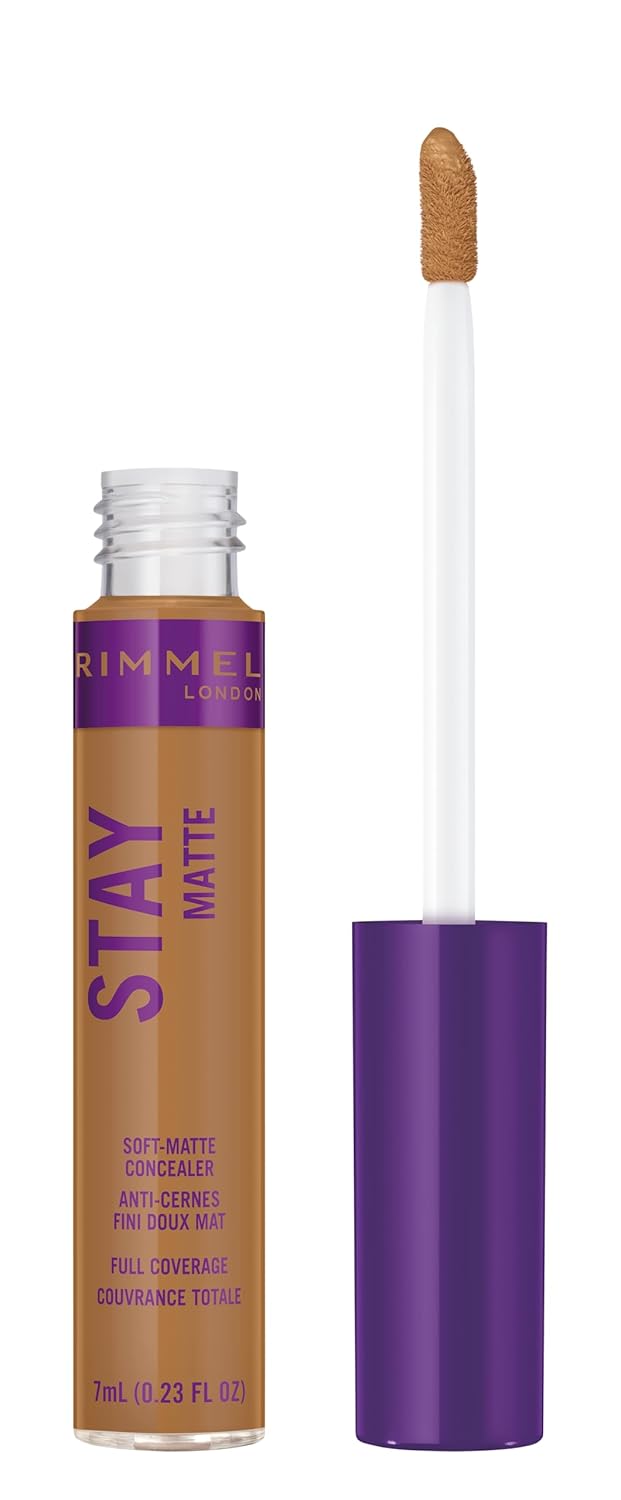 Rimmel London Stay Matte – 512 Amber – Corrector, 24 horas de uso, control de brillo, combate los radicales libres, 0.23 onzas