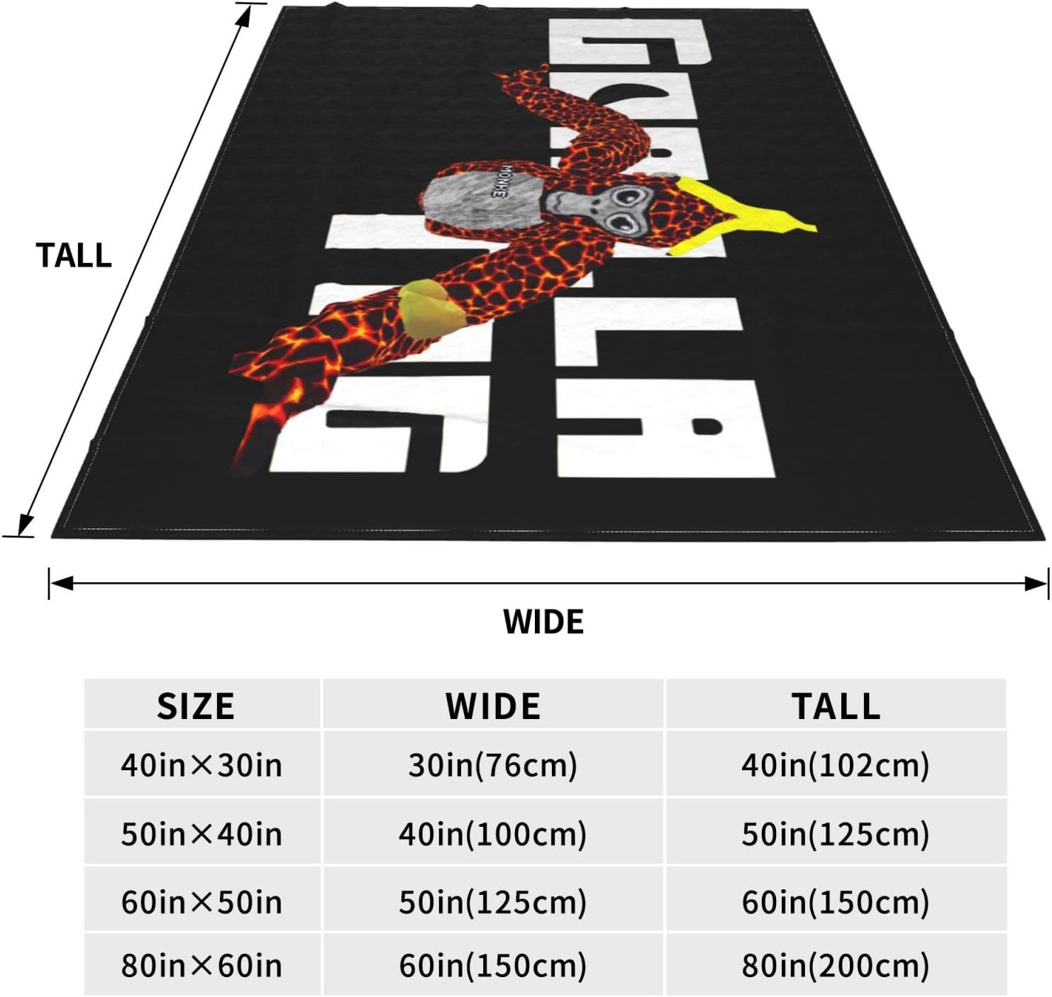 Gorilla Tag – Manta de franela de felpa súper suave y acogedora para sofá de 50 x 60 pulgadas, sofá, dormitorio, campamento y viajes