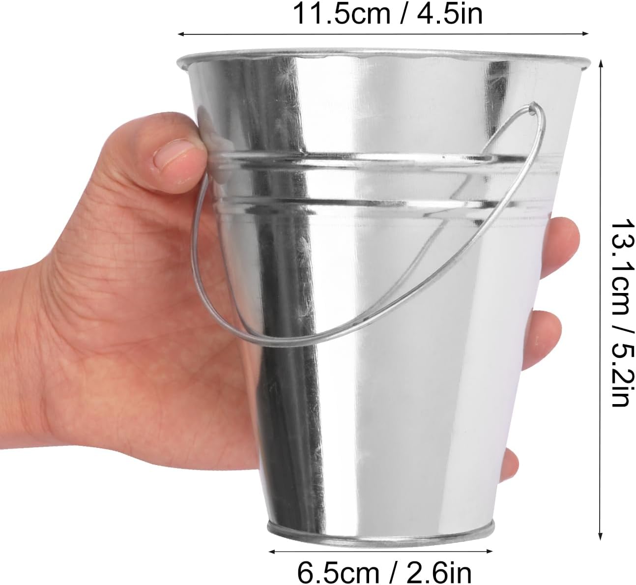 Paquete de 25 mini cubos de metal de 4.5 pulgadas, cubos de metal con asa, cubo de Pascua, soporte para lápices y macetas, utilizados para