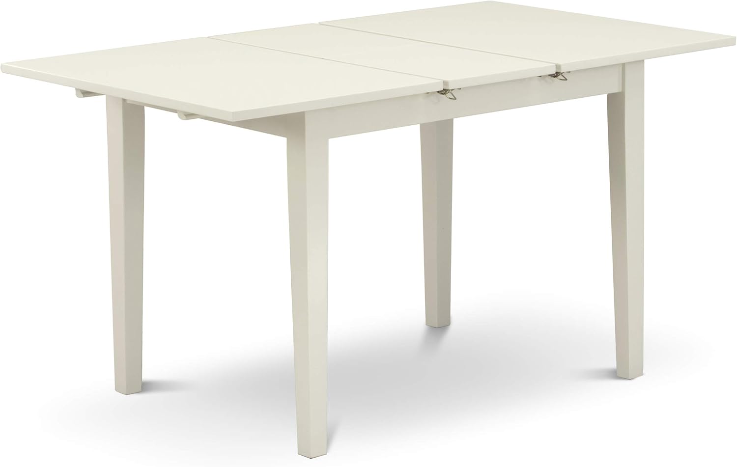 East West Furniture NOEN3-LWH-06 – El juego de 3 piezas contiene una mesa de comedor rectangular con hoja de mariposa y 2 sillas tapizadas de tela