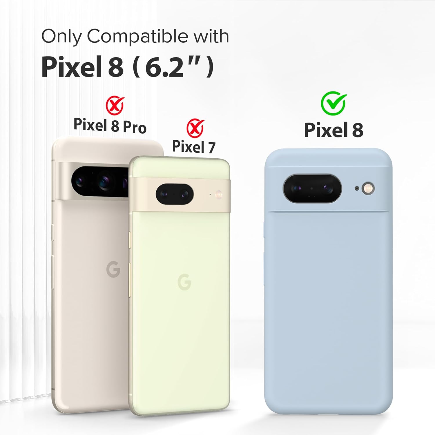 GONEZ Compatible con Google Pixel 8, funda de silicona líquida con 2 protectores de pantalla, funda protectora de cuerpo completo, a prueba de